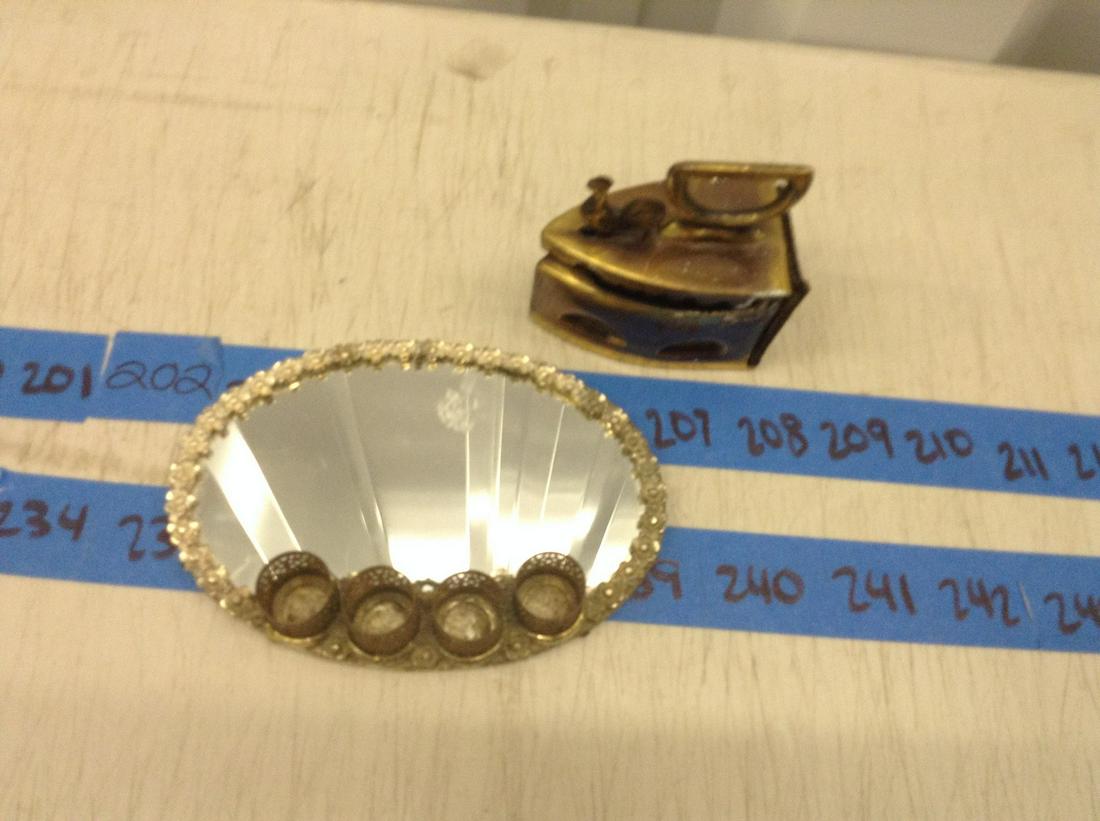 Brass Ashtray And Jewelled Mirror Tray (1 of 1)