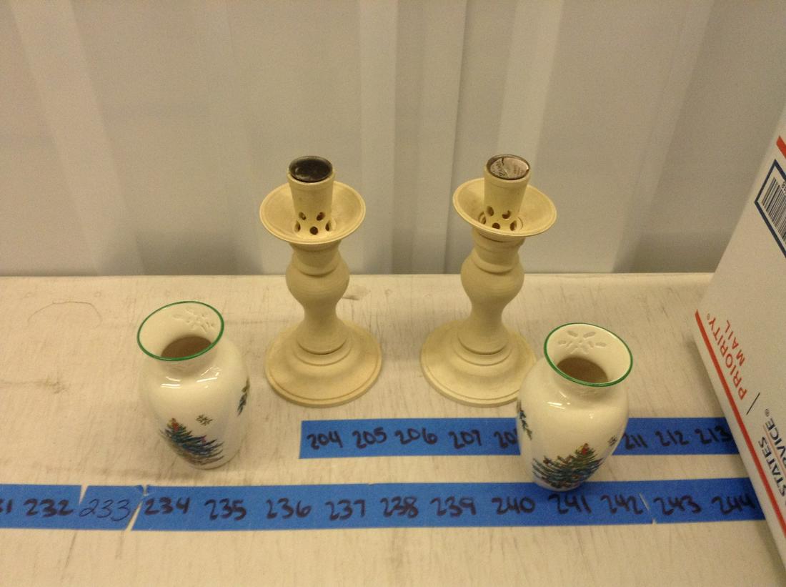 Made In Italy Candlesticks And Spode Vases: 8 Inches