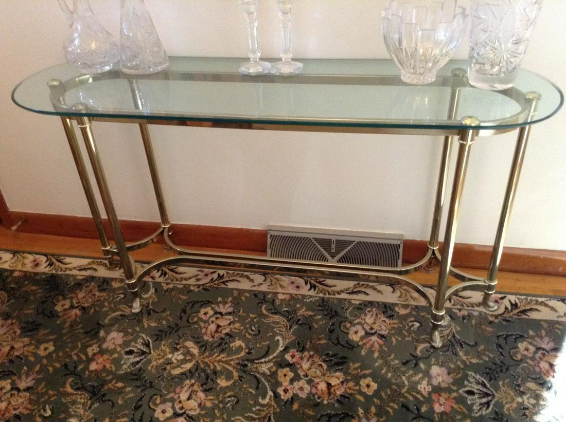 glass and brass hallway table 54x27: glass and brass hallway table 54x27