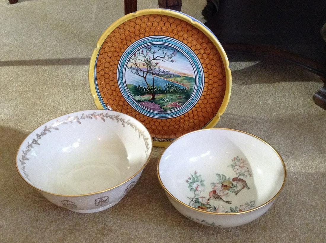 two lenox bowls 10" and signed ars on back of plate: two lenox bowls 10" and signed ars on back of plate