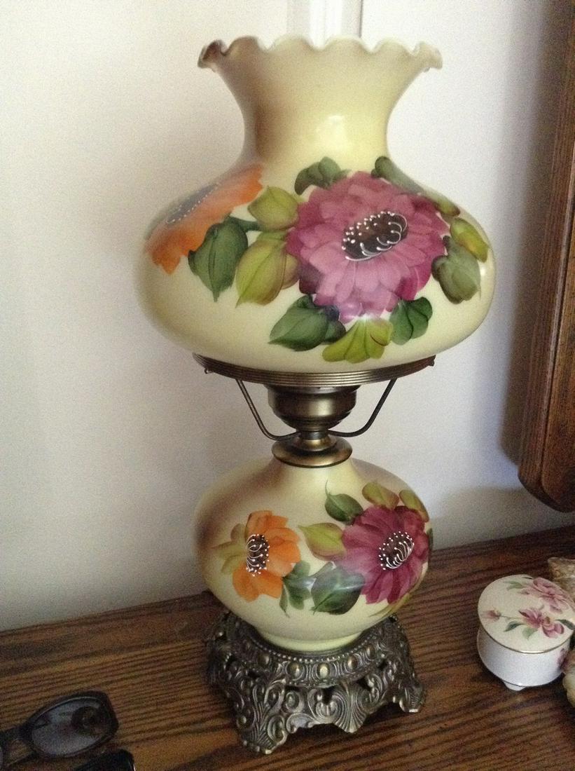 hand painted hurricane lamp 24" tall (1 of 1)