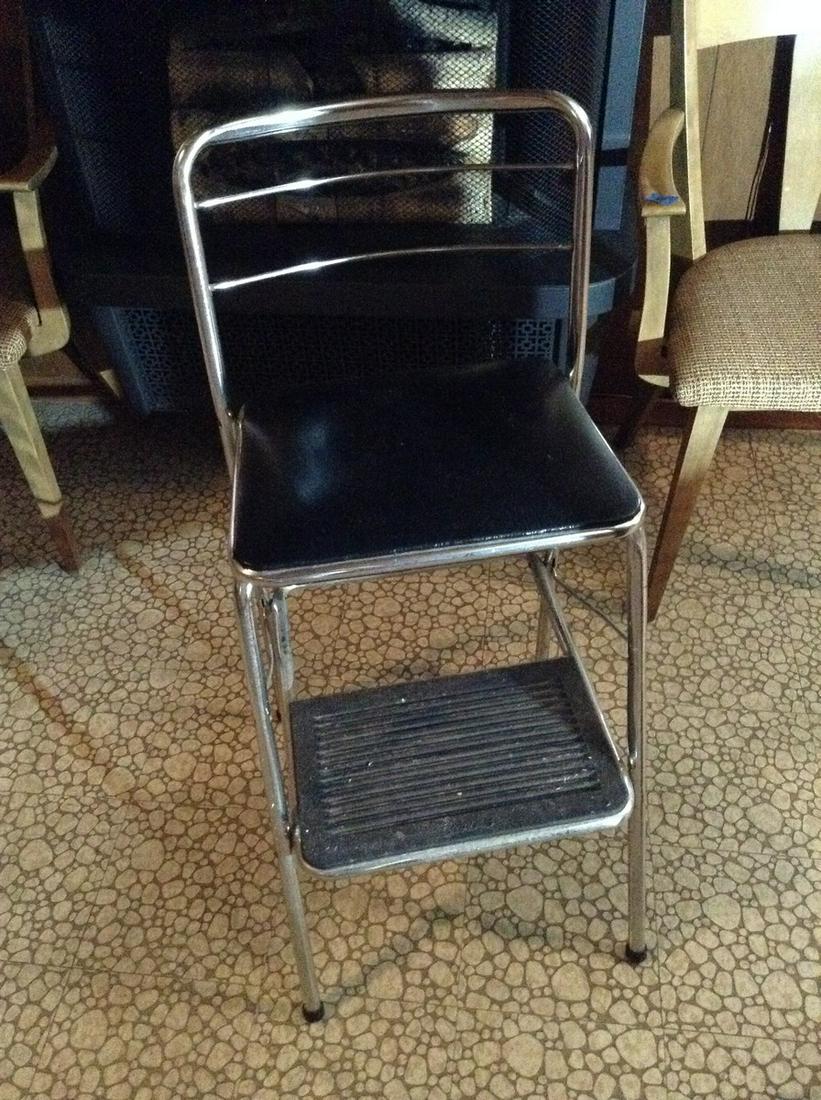 1940s steel chrome kitchen step stool (1 of 1)
