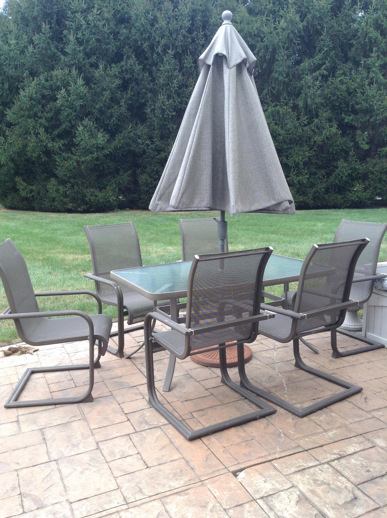 aluminum framed glass top table umbrella and stand 62": aluminum framed glass top table umbrella and stand 62"