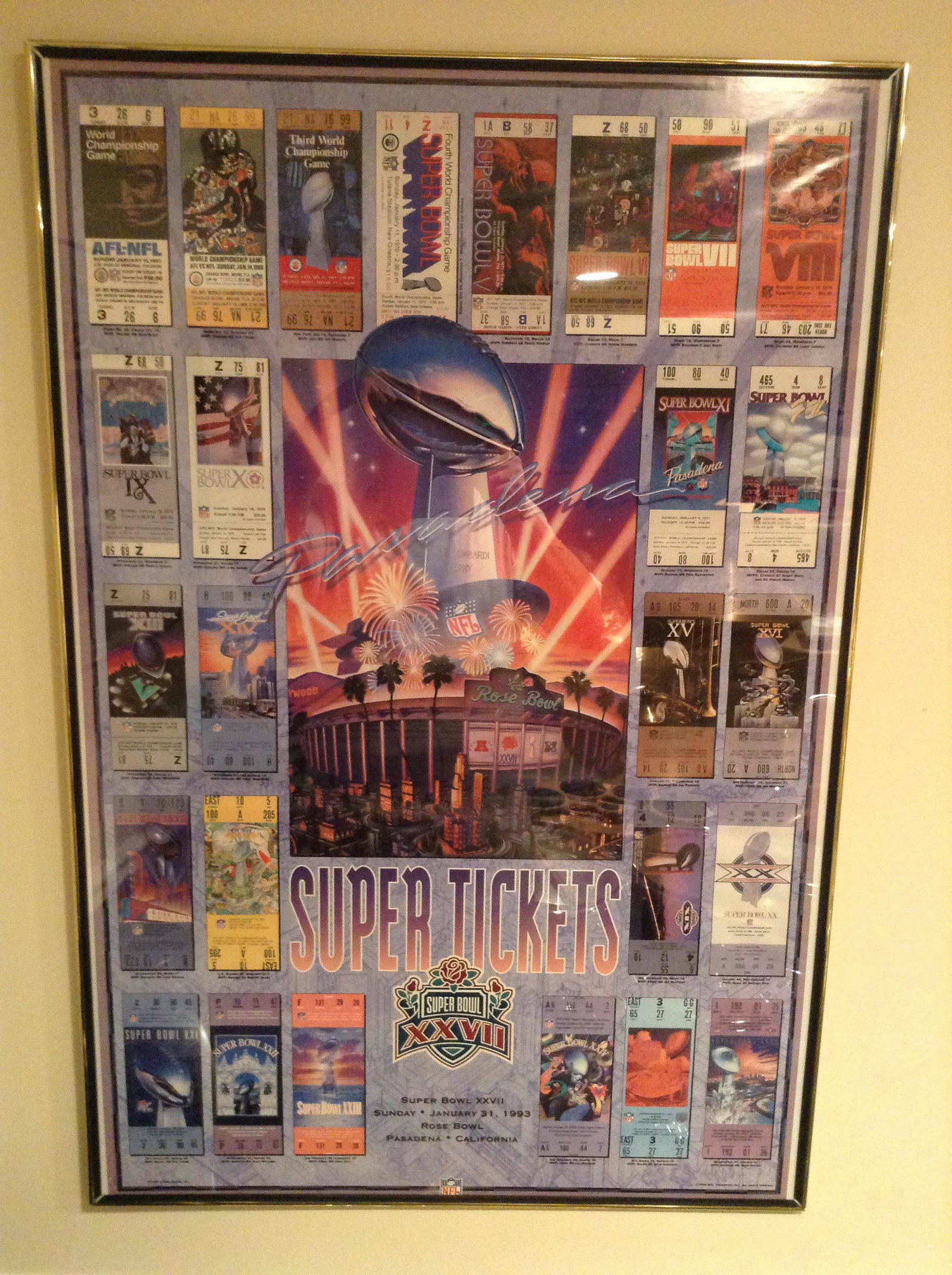 super bowl 27 1993 of all past super bowl tickets 36x24: super bowl 27 1993 of all past super bowl tickets 36x24