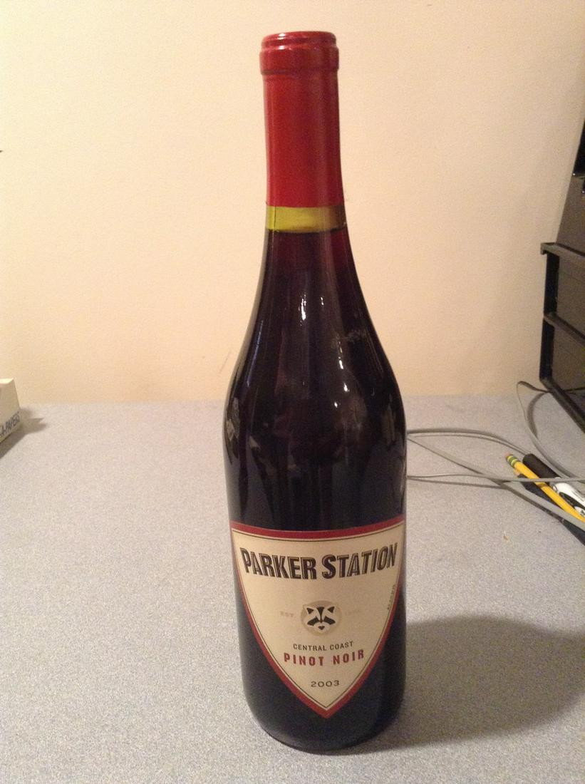 Parker Station Central Coast Pinot Noir 2003: 750ml Any contents in bottle is Free; You are bidding on the bottle & unbroken tax stamp