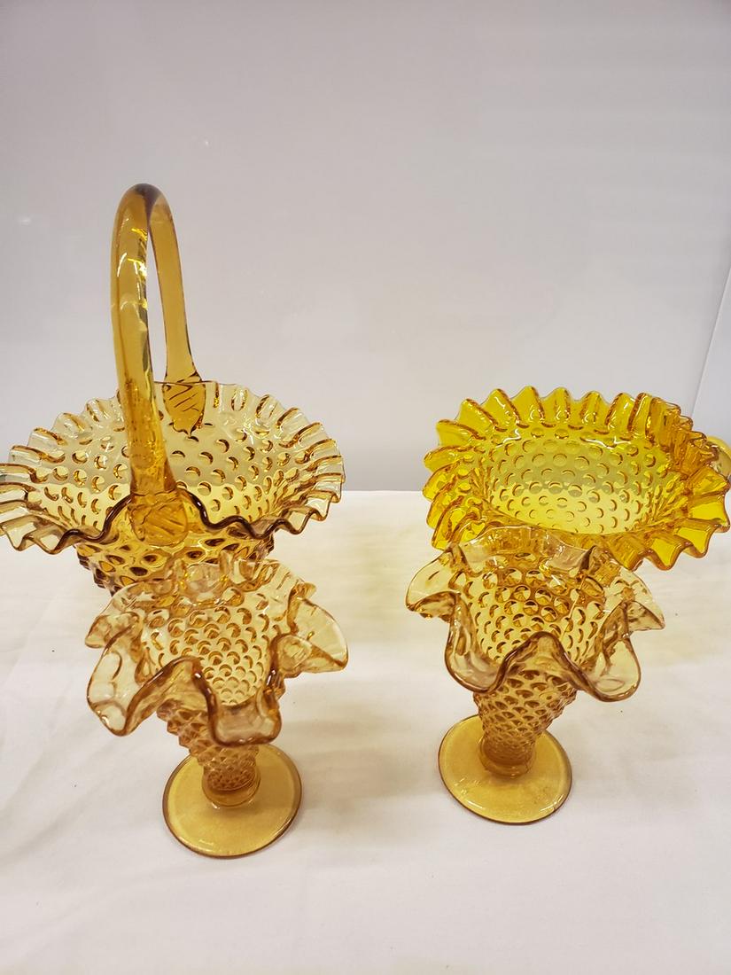 Lot of early Amber Indiana glass diamond point (1 of 1)