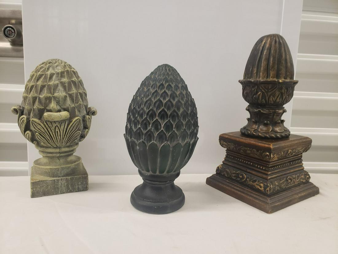 Lot of three carved egg/pineapple dÃ©cor (1 of 1)