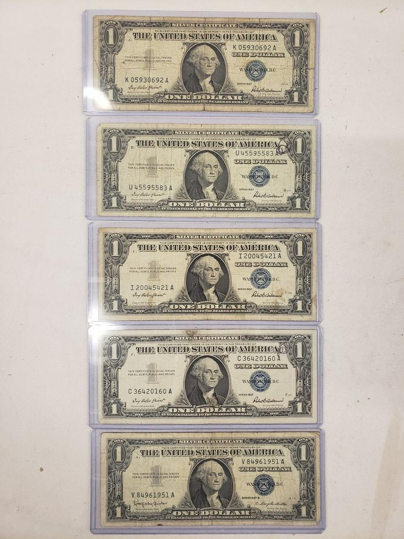 Lot of 5 Silver one dollar certificates (1 of 1)