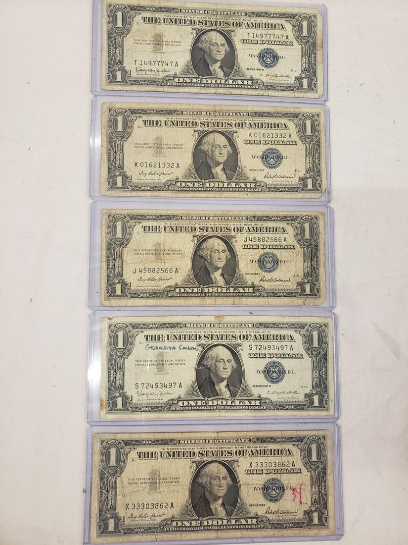 Lot of 5 Silver one dollar certificates (1 of 1)