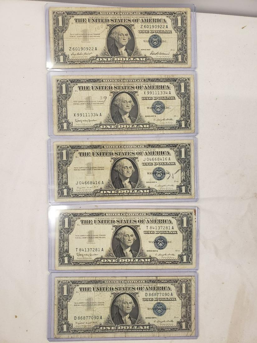 Lot of 5 Silver one dollar certificates (1 of 1)