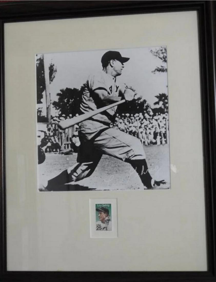 Framed Lou Gehrig photo with stamp (1 of 1)
