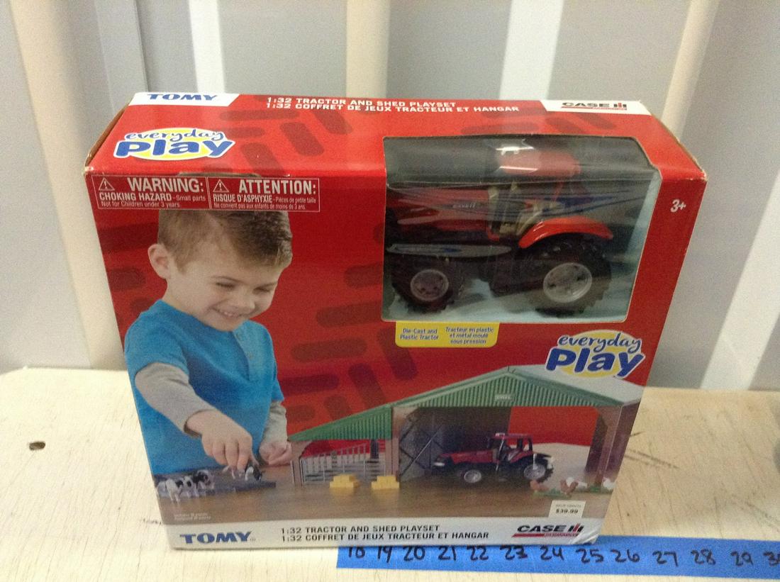 tomy 1:32 tractor and shed playset in the package: tomy 1:32 tractor and shed playset in the package