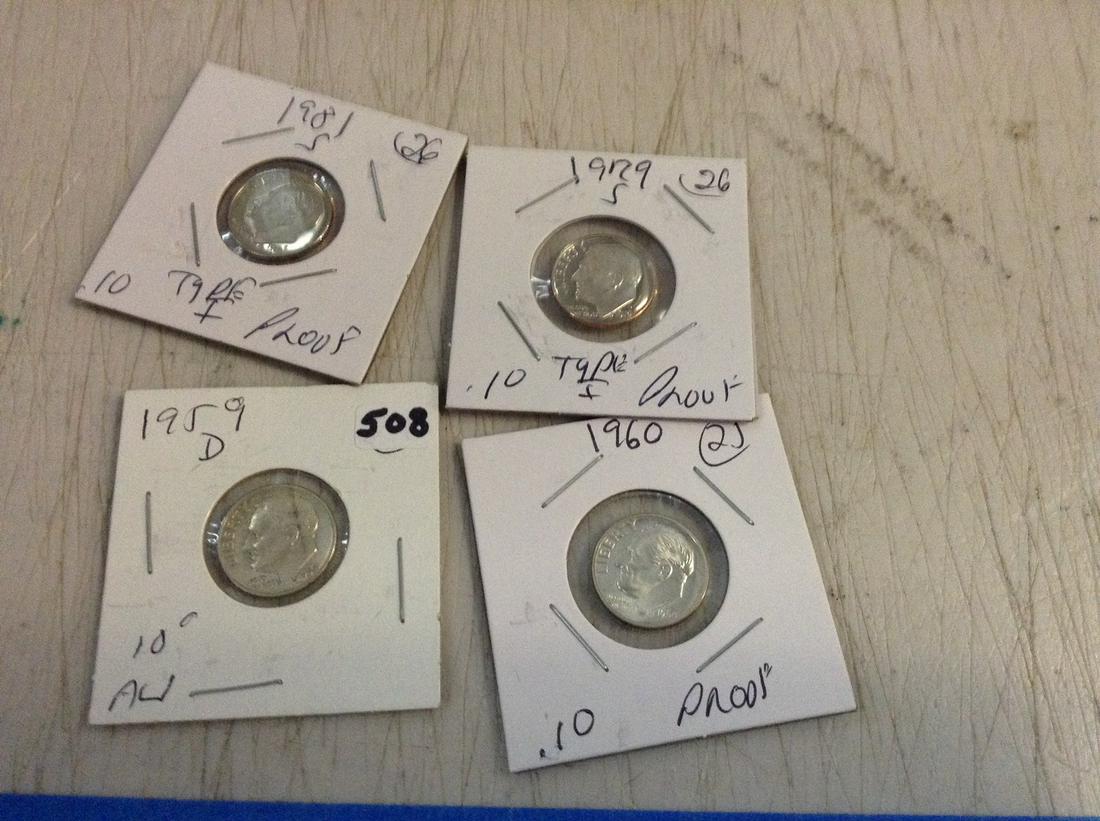 lot of four silver dimes (1 of 1)