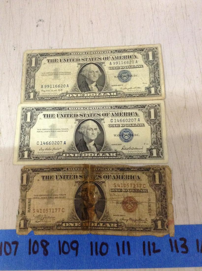 one dollar silver certificates and red sealed bills: one dollar silver certificates and red sealed bills