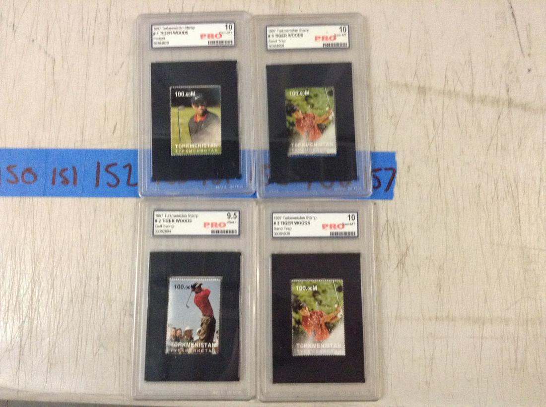 lot of four graded tiger woods stamps: lot of four graded tiger woods stamps