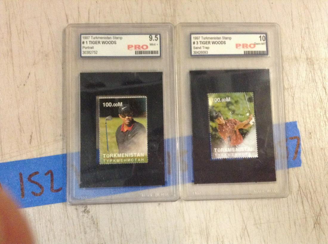 lot of two tiger woods graded stamps (1 of 1)