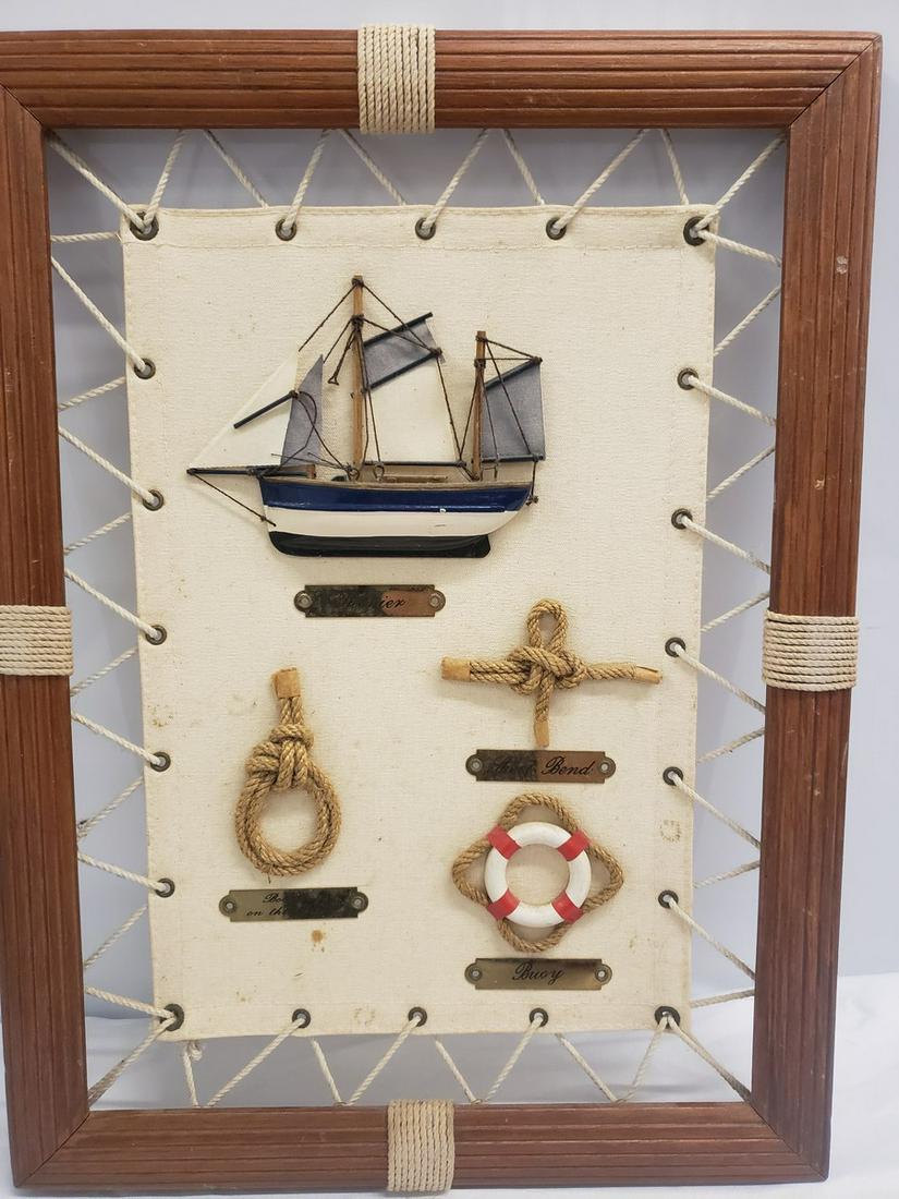 Framed canvas with nautical knots and ship (1 of 1)