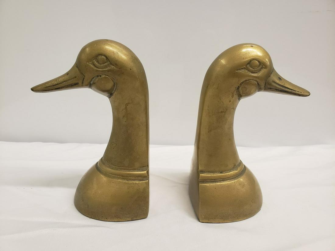 Pair of brass duck bookends (1 of 1)