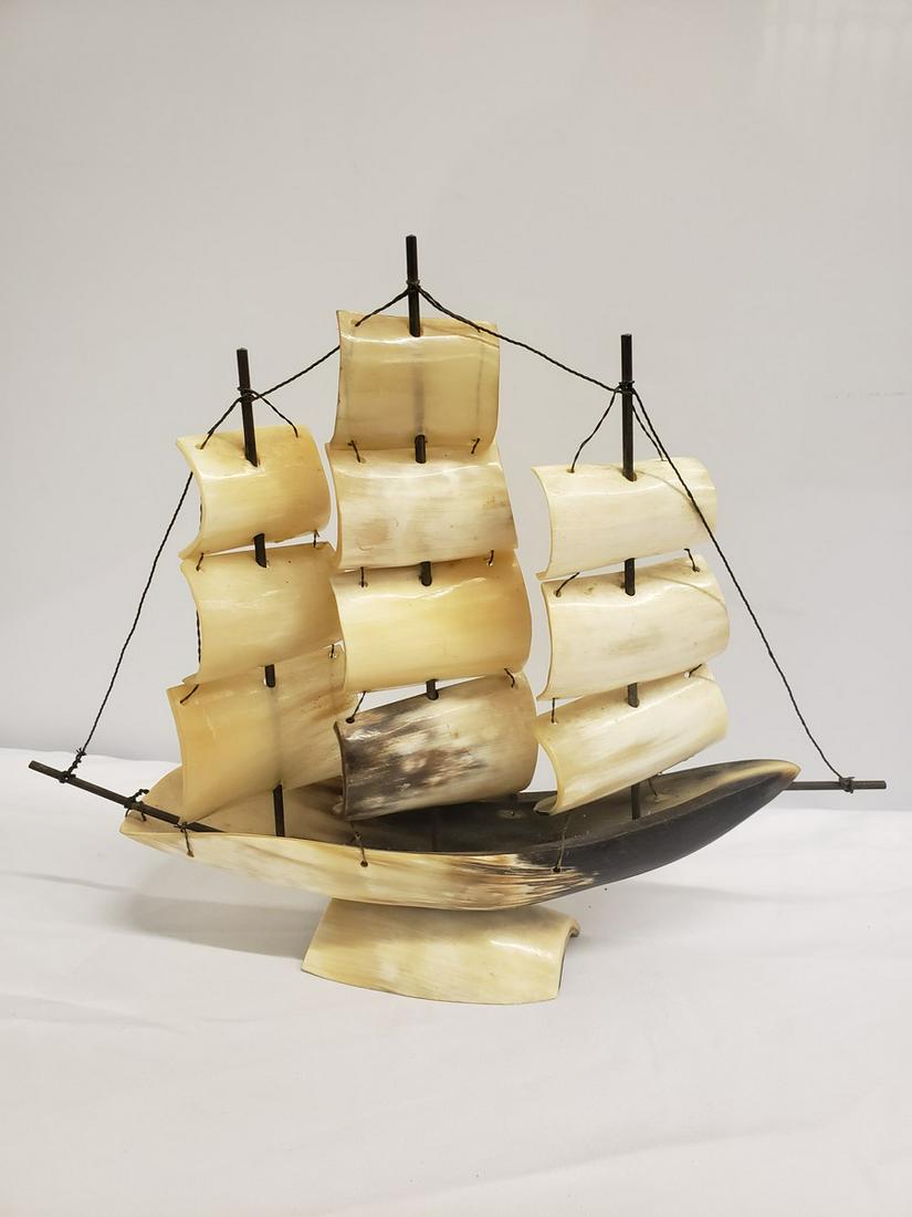 Solid Bone carved ship: Solid Bone carved ship