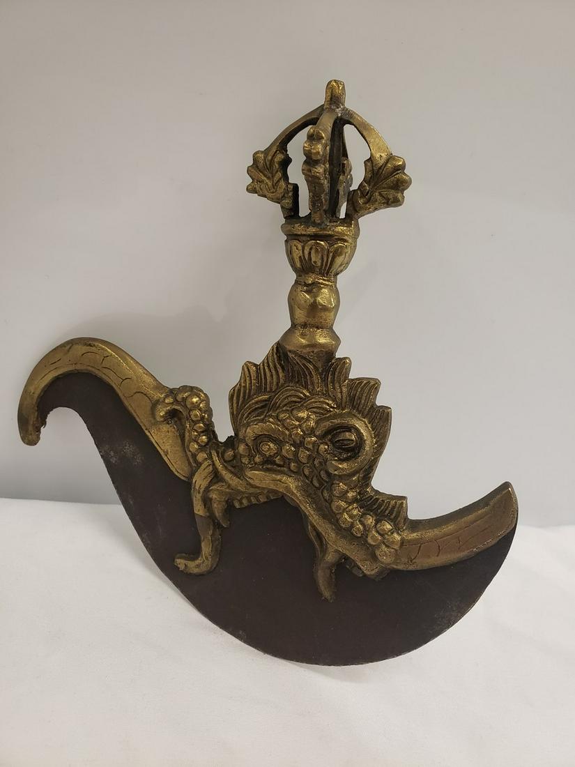 Handheld carved brass slicer - very unique: Handheld carved brass slicer - very unique