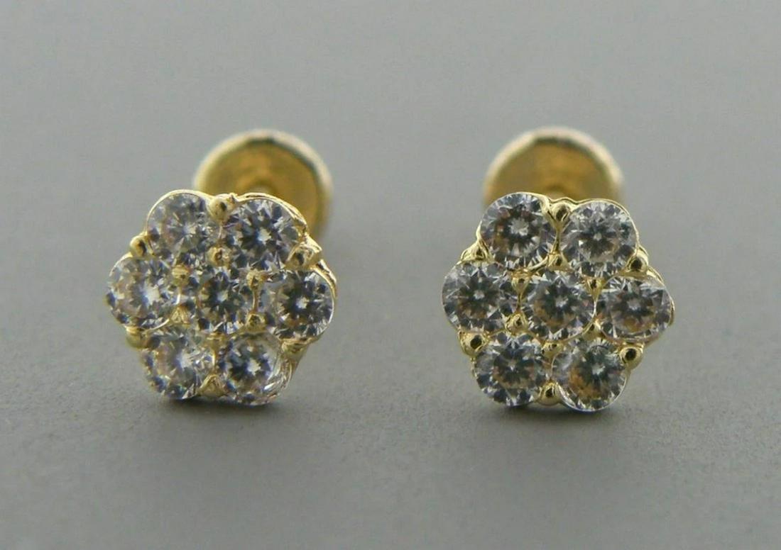 14k gold CZ cluster flower earrings (1 of 1)
