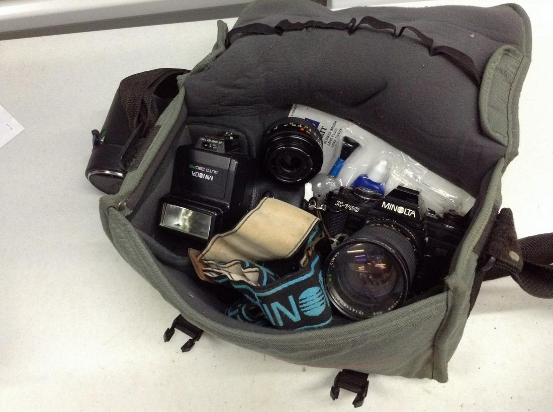 Minolta camera with lenses and case (1 of 1)