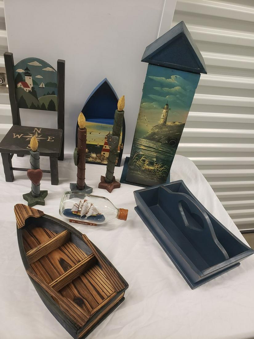 Lot of handmade painted nautical and house dÃ©cor: Lot of handmade painted nautical and house dÃ©cor