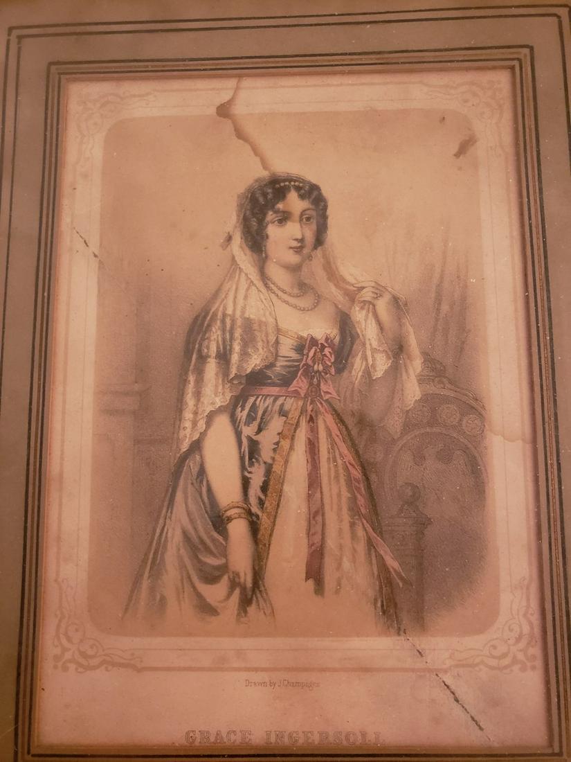 Vintage framed artwork - Grace Ingersoll: Vintage framed artwork - Grace Ingersoll
