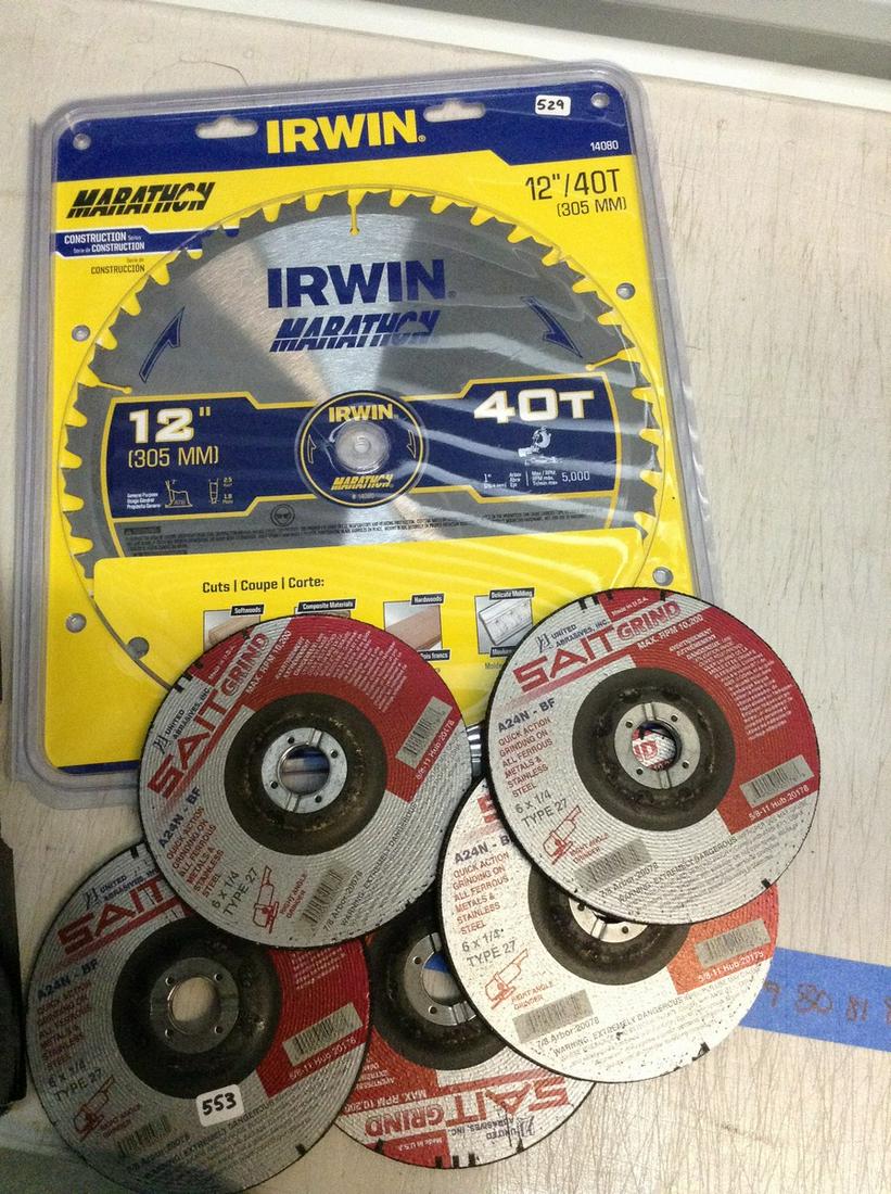 Irwin new in package sawblade and right angle grinders (1 of 1)