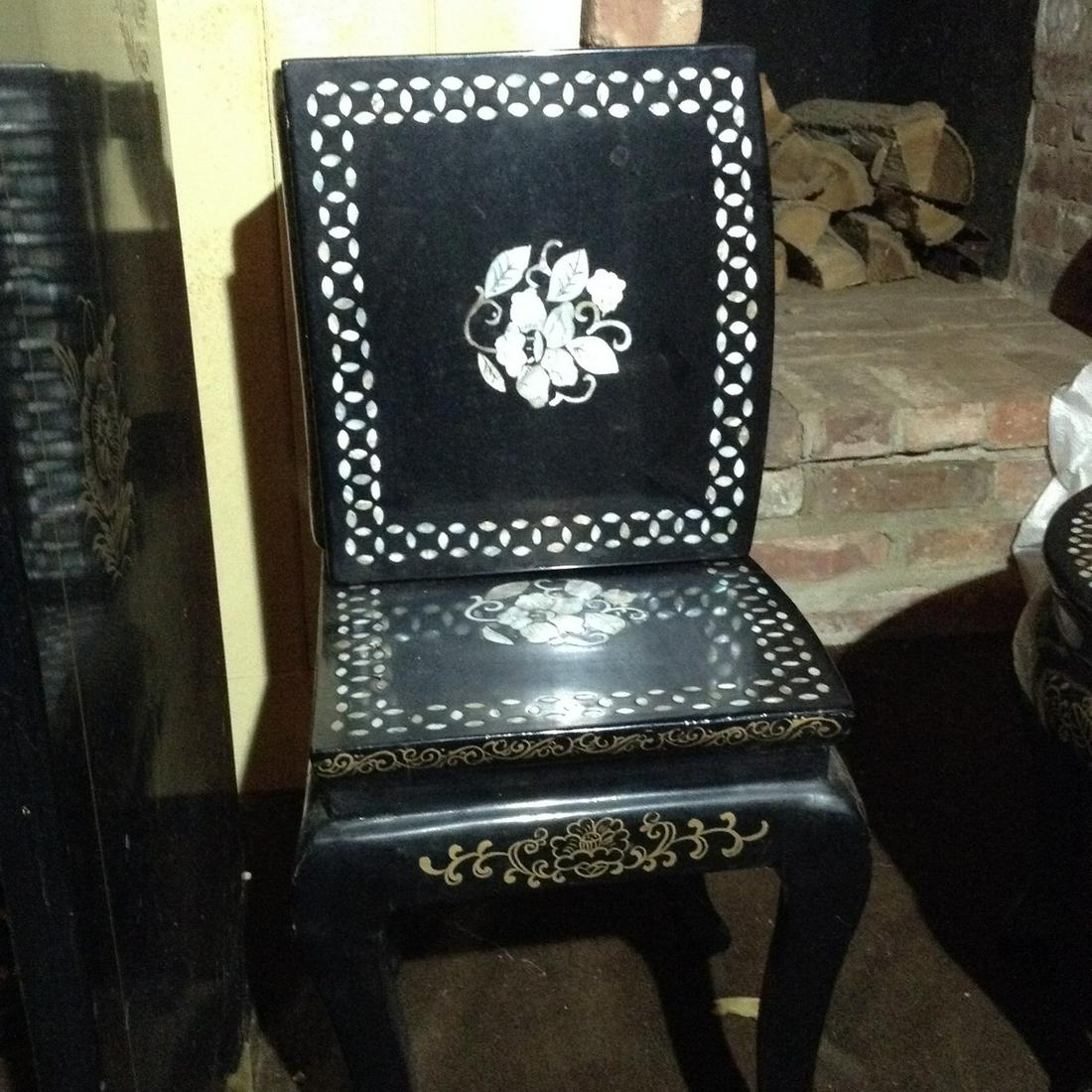 Pair of inlaid small oriental tables: Pair of inlaid small oriental tables
