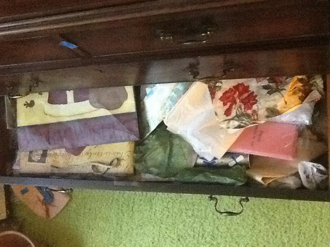 Drawer full of Wrapping paper, tissue paper and more: Drawer full of Wrapping paper, tissue paper and more