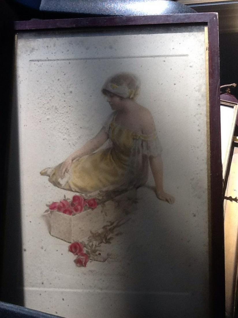 Vintage framed artwork titled message of the roses 19"x (1 of 1)