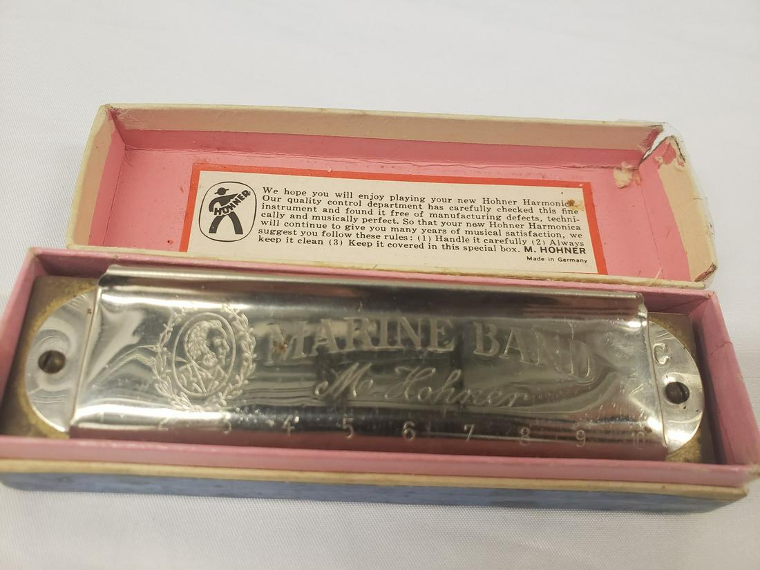 Marine Band M. Hohner harmonica in original box: Marine Band M. Hohner harmonica in original box