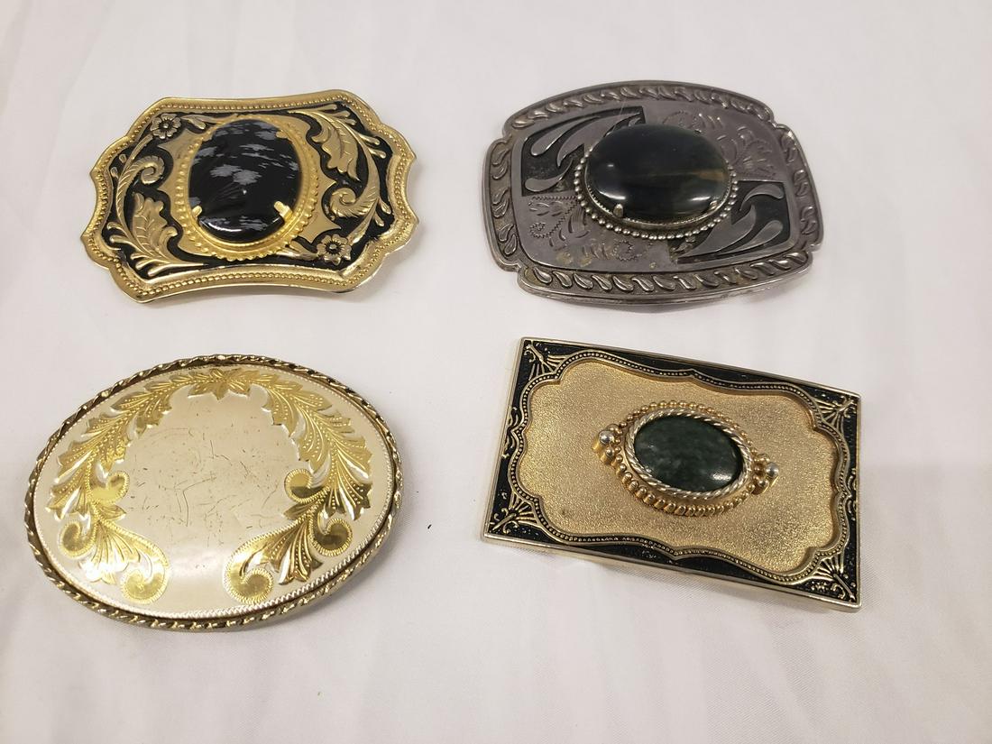 Lot of 4 Large belt buckles - 3 have beautiful large: Lot of 4 Large belt buckles - 3 have beautiful large stones