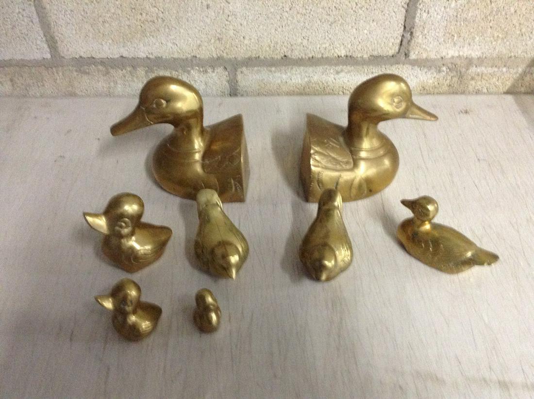 Brass Duck Bookends and bird figurines (1 of 1)
