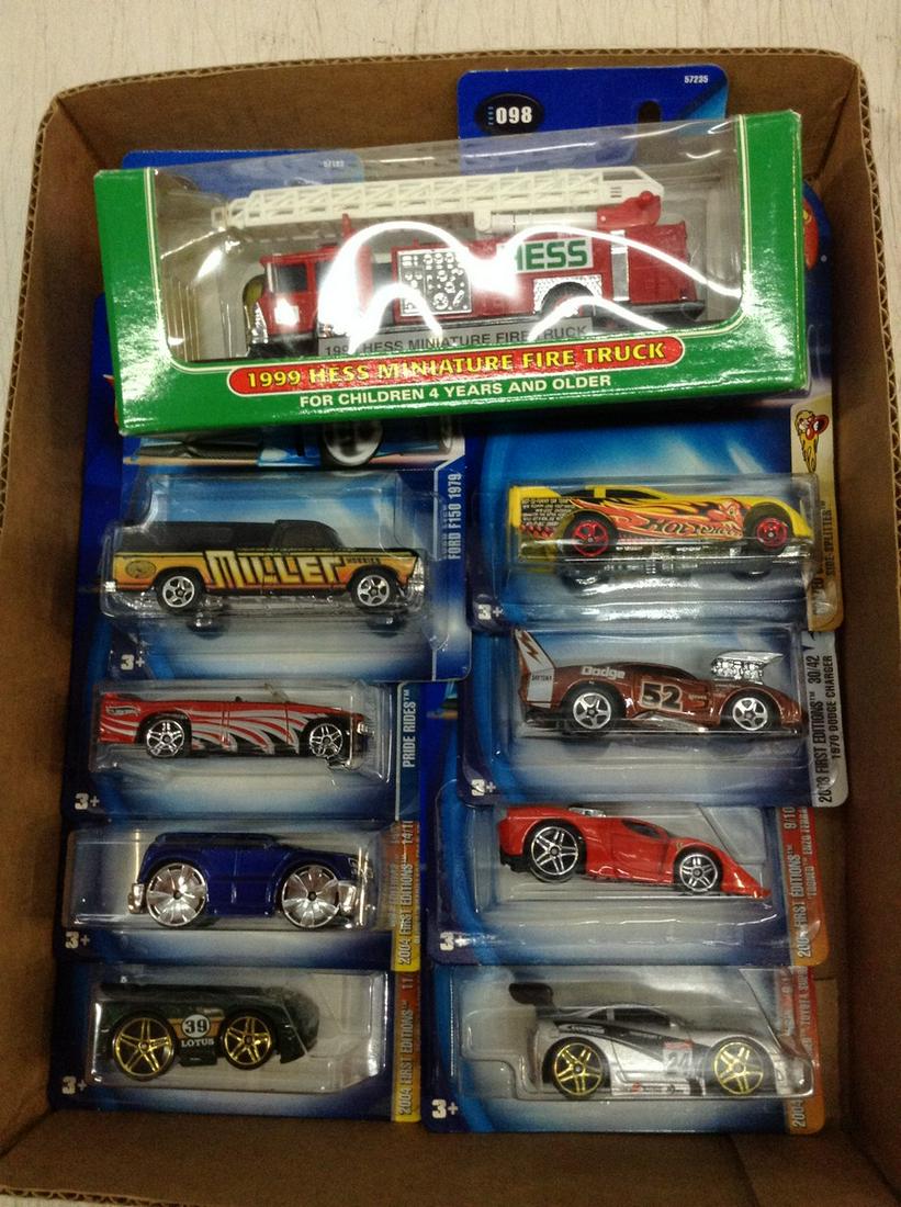 Lot of Hot Wheels cars and Hess Miniature Fire Truck: Lot of Hot Wheels cars and Hess Miniature Fire Truck