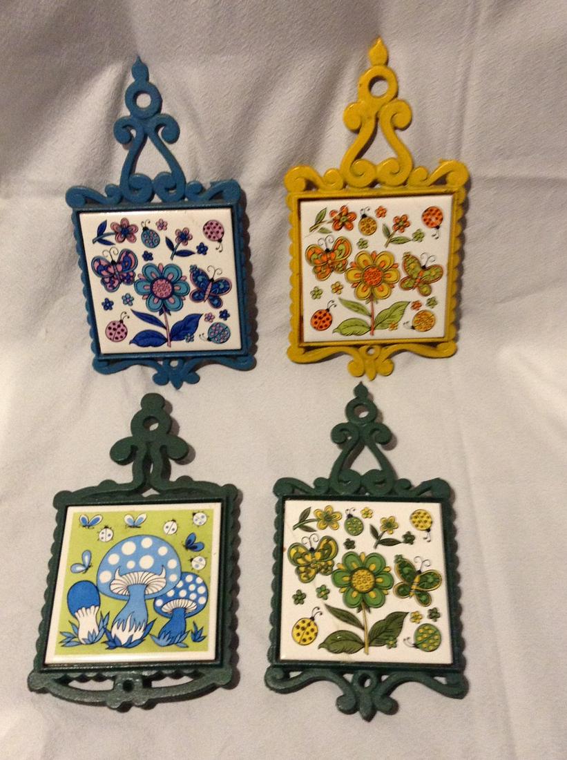 Set of four trivets - some cracks: Set of four trivets - some cracks