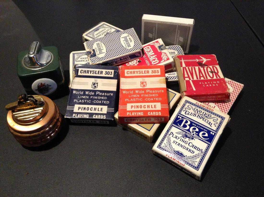 Table Top Lighters and large amount of playing cards: Table Top Lighters and large amount of playing cards