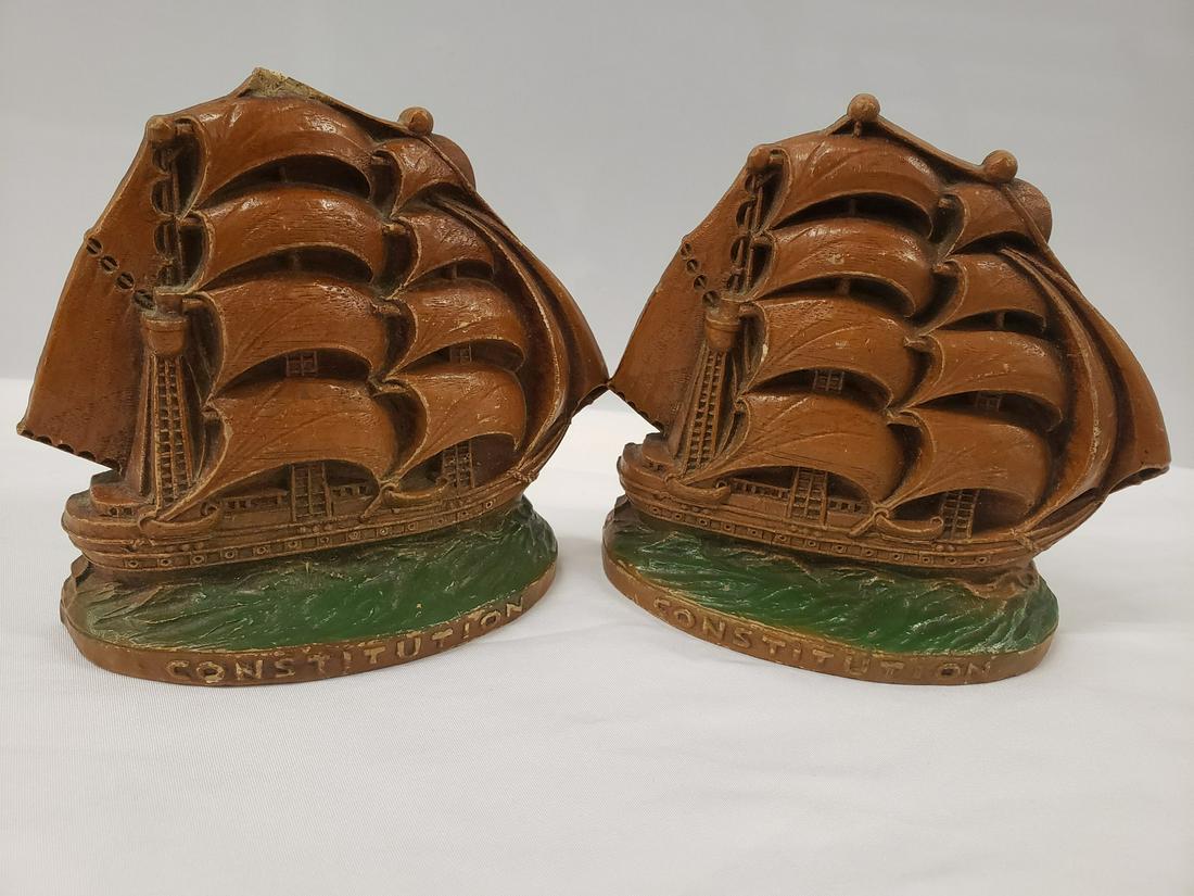 Vintage USS Constitution Ship bookends (1 of 1)