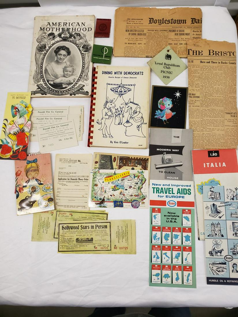 Lot of vintage paper ephemera and maps (1 of 1)