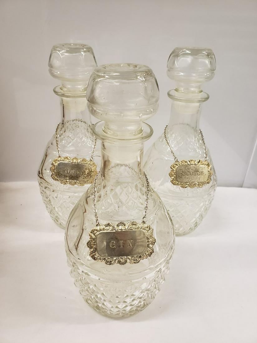 Lot of 3 lead crystal decanter's with silver metal (1 of 1)