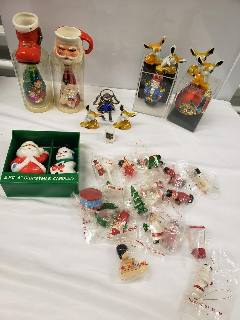 Lot of vintage glass Christmas ornaments and more: Lot of vintage glass Christmas ornaments and more