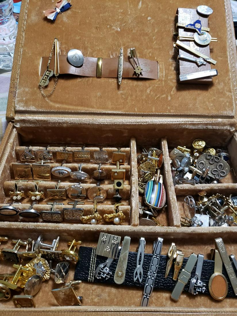 Jewelry box full of vintage tie clips, pins, and more (1 of 1)