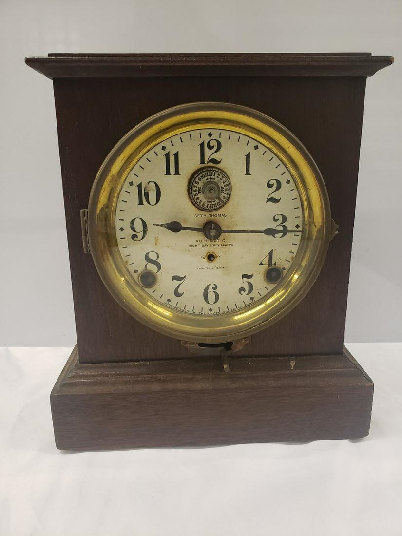 Antique Seth Thomas Automatic 8 Day Long Alarm Clock (1 of 1)