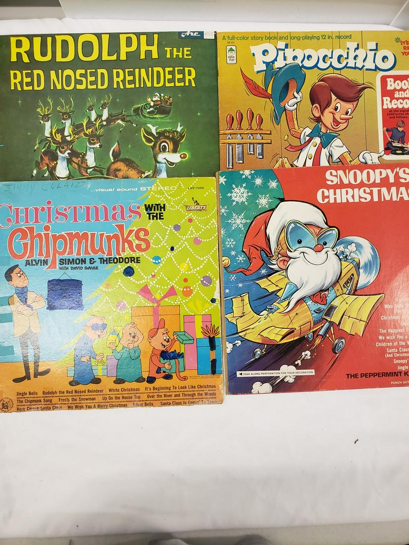 Lot of four children's 33 LP's m- Pinocchio, Rudolph,: Lot of four children's 33 LP's m- Pinocchio, Rudolph, Snoopy, Chipmunks