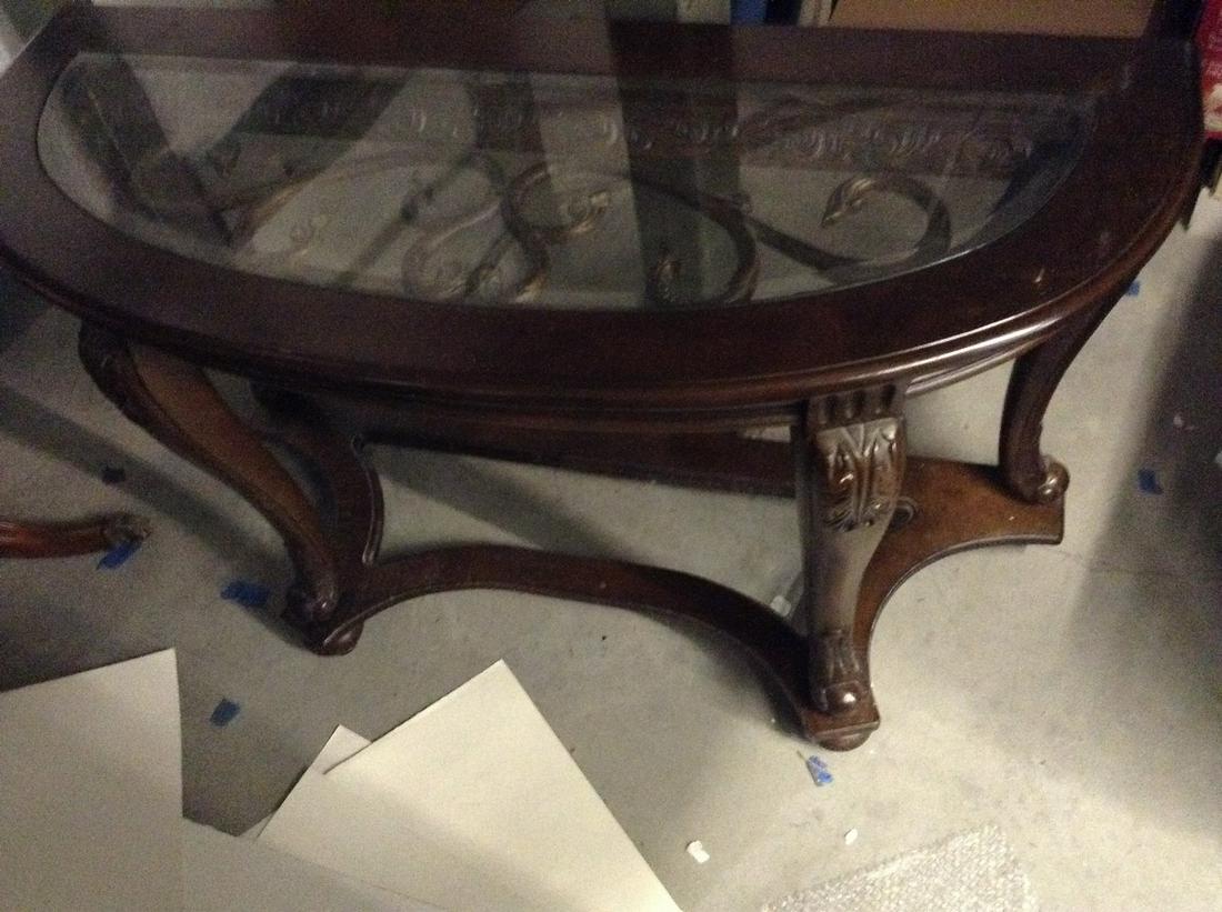 Glass Top Side Table: 47 x 30