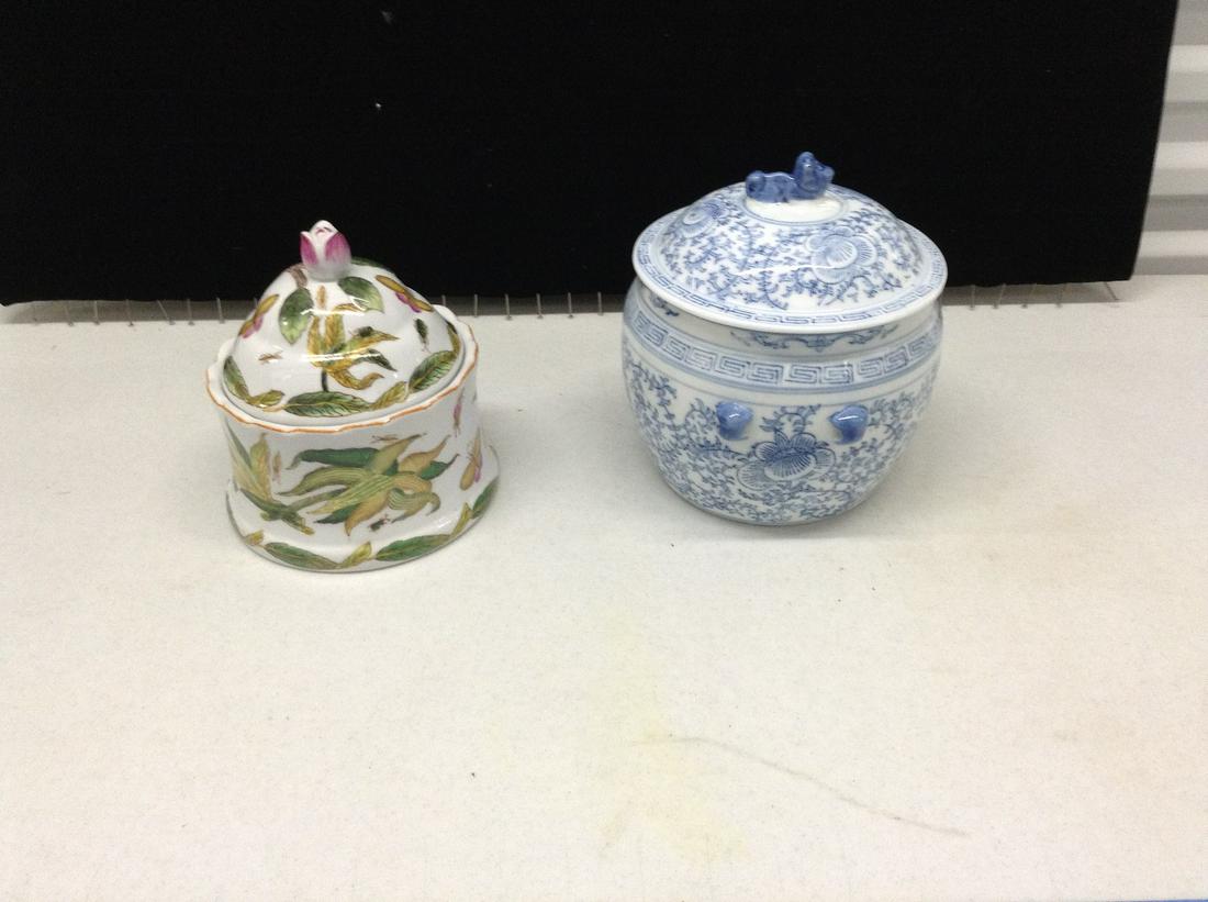 Two Asian covered urns marked by the artist on the (1 of 1)