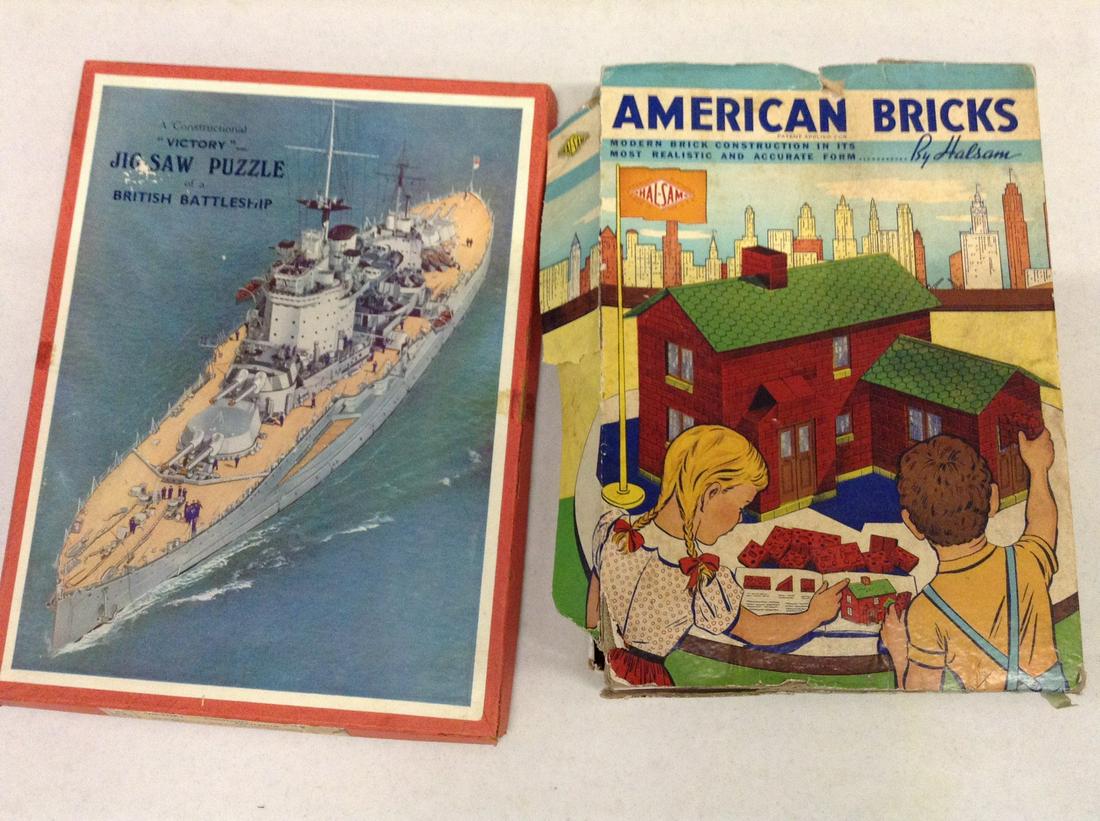 Vintage American Bricks and British Battleship Jigsaw: Vintage American Bricks and British Battleship Jigsaw Puzzle