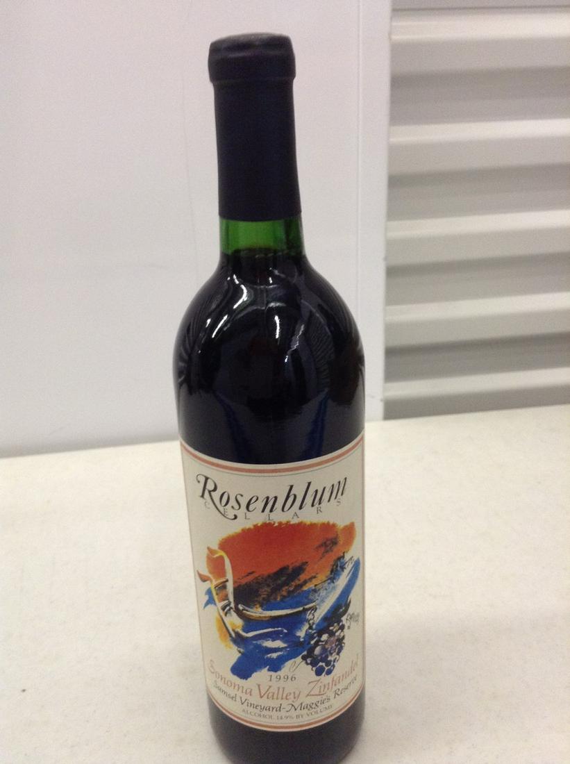 Sonoma Valley Zinfandel 1996 Rosenblum 750 ml: Any contents in bottle is Free; You are bidding on the bottle & unbroken tax stamp