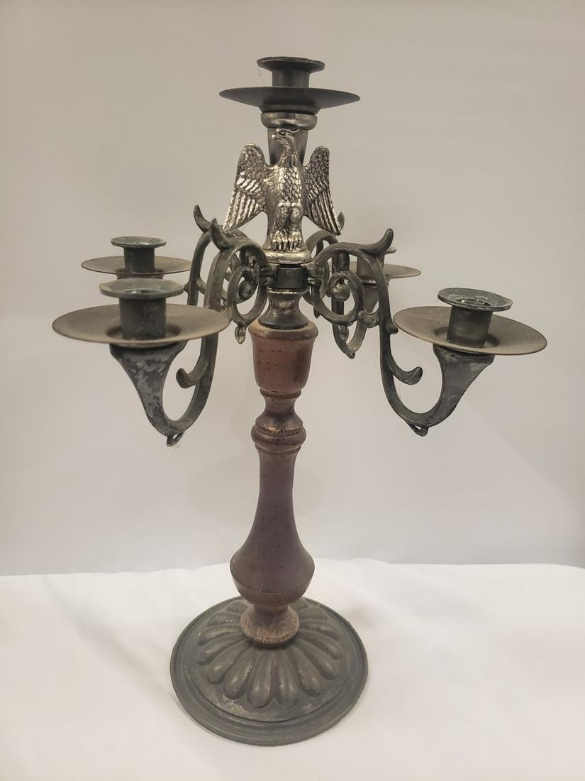Antique Candelabra with Silver Eagle: Antique Candelabra with Silver Eagle
